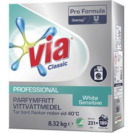 Tvättmedel Via Professional White Sensitive 8,32 kg