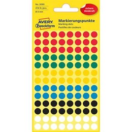 Etikett 8mm Rund Mixat 416st/fp