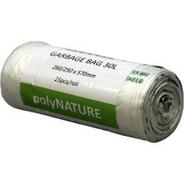 Avfallspåse Polynature vit 30L, 25/rl