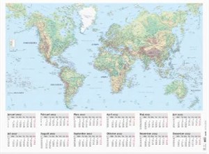 Kalender Väggblad Världskarta