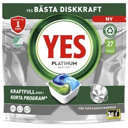 Maskindiskmedel Tabletter YES Platinum 27 st/fp