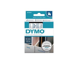 Märkband Dymo D1 12mm blå/klar