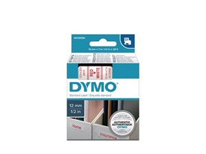 Märkband Dymo D1 12mm röd/vit