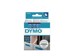 Märkband Dymo D1 12mm svart/blå