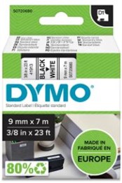 Märkband Dymo D1 9mm svart/vit