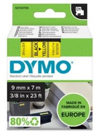 Märkband Dymo D1 9mm svart/gul