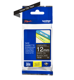 Märkband TZe335 12mm vit/svart